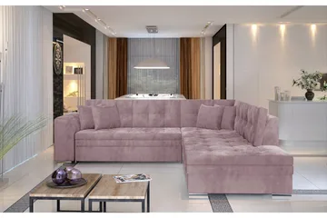 Moclino Hjørnesovesofa - Rosa - Møbler - Sofaer - Fløyelssofaer