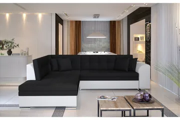 Moclino Hjørnesovesofa - Svart/Hvit - Møbler - Sofaer - Sovesofaer - Langsgående sovesofa