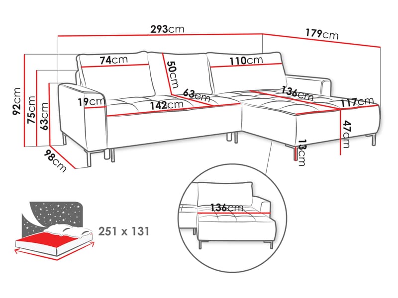 Morvian 3-seters sovesofa med divan - brun - Møbler - Sofaer - Sovesofaer - Hjørnesovesofa