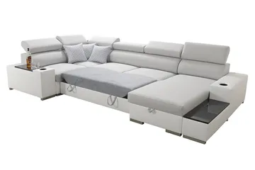 Mumtaz U-Sovesofa Divan Venstre - Hvit/Lysegrå - Møbler - Sofaer - Sovesofaer - Hjørnesovesofa