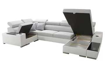 Mumtaz U-Sovesofa Divan Venstre - Hvit/Lysegrå - Møbler - Sofaer - Sovesofaer - Hjørnesovesofa