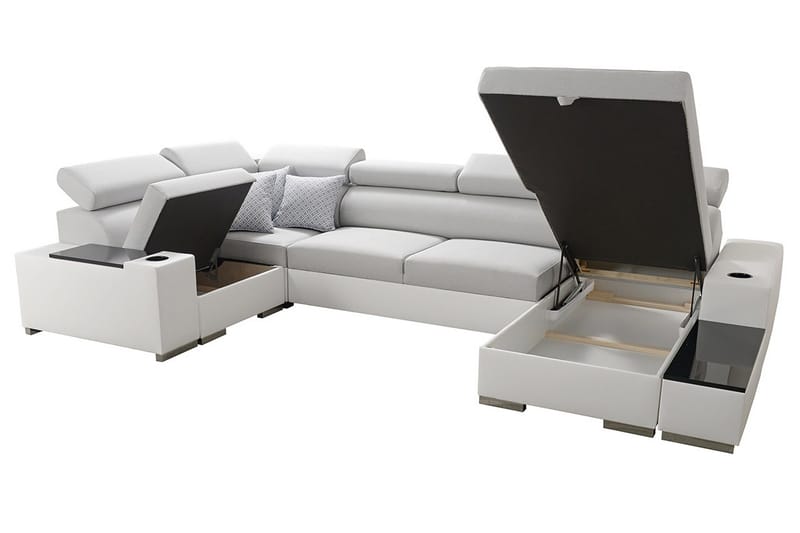 Mumtaz U-Sovesofa Divan Venstre - Hvit/Lysegrå - Møbler - Sofaer - Sovesofaer - Hjørnesovesofa