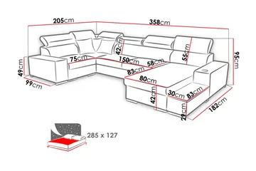 Mumtaz U-Sovesofa Divan Venstre - Hvit/Lysegrå - Møbler - Sofaer - Sovesofaer - Hjørnesovesofa