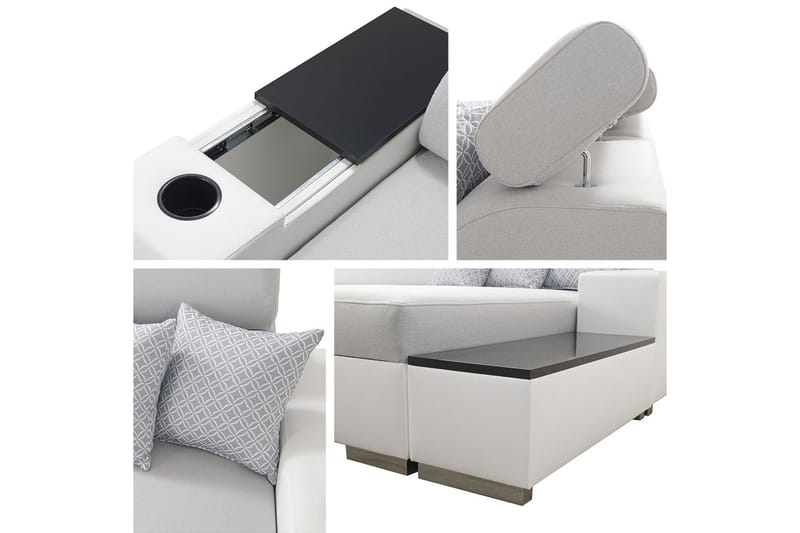 Mumtaz U-Sovesofa Divan Venstre - Hvit/Lysegrå - Møbler - Sofaer - Sovesofaer - Hjørnesovesofa