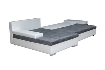 Naoma 3-seters Sovesofa med Divan L-formet Høyre med Oppbeva - Fløyel/Grå - Møbler - Sofaer - Sovesofaer - Langsgående sovesofa