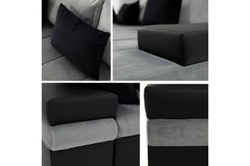 Naoma 3-seters Sovesofa med Divan L-formet Høyre med Oppbeva - Fløyel/Grå - Møbler - Sofaer - Sovesofaer - Langsgående sovesofa