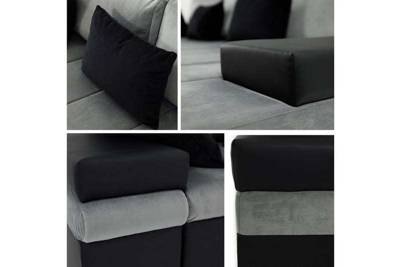 Naoma 3-seters Sovesofa med Divan L-formet Høyre med Oppbeva - Fløyel/Grå - Møbler - Sofaer - Sovesofaer - Langsgående sovesofa