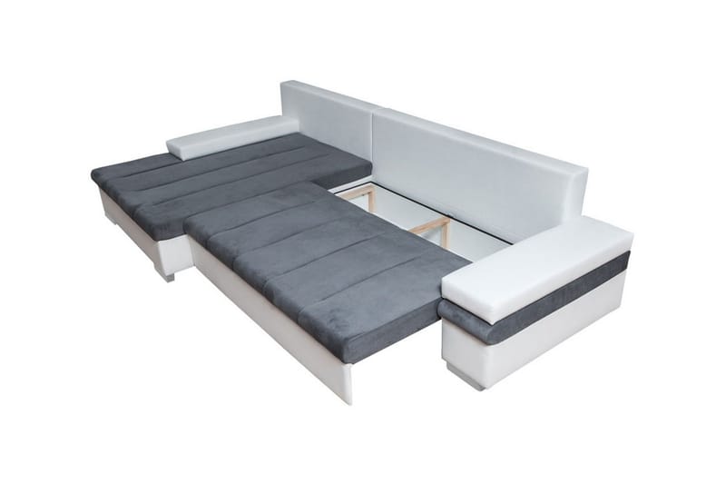 Naoma 3-seters Sovesofa med Divan L-formet Høyre med Oppbeva - Fløyel/Grå - Møbler - Sofaer - Sovesofaer - Langsgående sovesofa