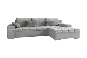 Naoma 3-seters Sovesofa med Divan L-formet Høyre med Oppbeva - Fløyel/Grå - Møbler - Sofaer - Sovesofaer - Langsgående sovesofa