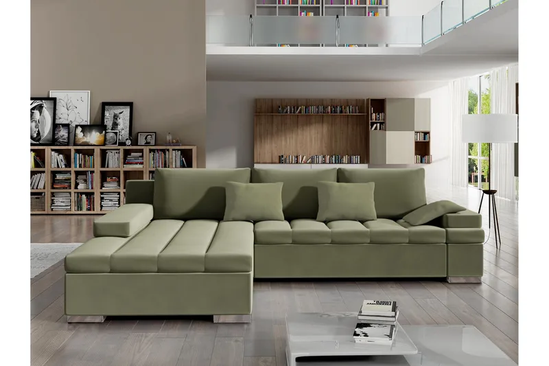 Naoma Sovesofa Med 3-Seters Divan, Grønn