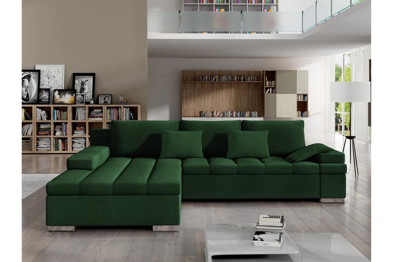 Naoma Sovesofa Med 3-Seters Divan - Grønn - Møbler - Sofaer - Sovesofaer - Sovesofa divan