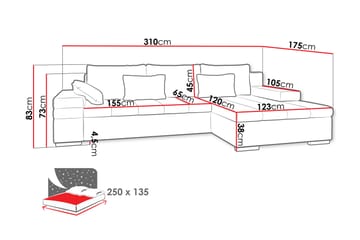 Naoma Sovesofa Med 3-Seters Divan - Svart - Møbler - Sofaer - Sovesofaer - Sovesofa divan
