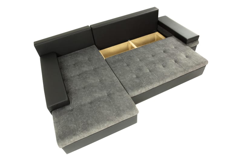 Naoma Sovesofa Med 3-Seters Divan - Svart/Brun - Møbler - Sofaer - Sovesofaer - Sovesofa divan