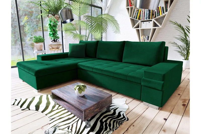 Naoma Sovesofa Med 3-Seters Divan, Svart/Brun