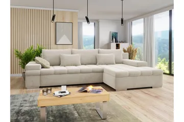 Naoma Sovesofa med Divan 4-sits - Beige - Møbler - Sofaer - Sovesofaer - Sovesofa divan