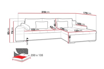 Naoma Sovesofa med Divan 4-sits - Beige - Møbler - Sofaer - Sovesofaer - Sovesofa divan