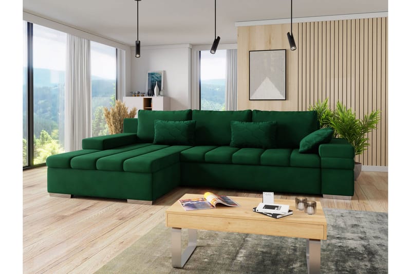 Naoma Sovesofa med Divan 4-sits - Grønn - Møbler - Sofaer - Sovesofaer - Sovesofa divan