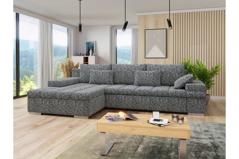 Naoma Sovesofa med Divan 4-sits - Marineblå - Møbler - Sofaer - Sovesofaer - Sovesofa divan