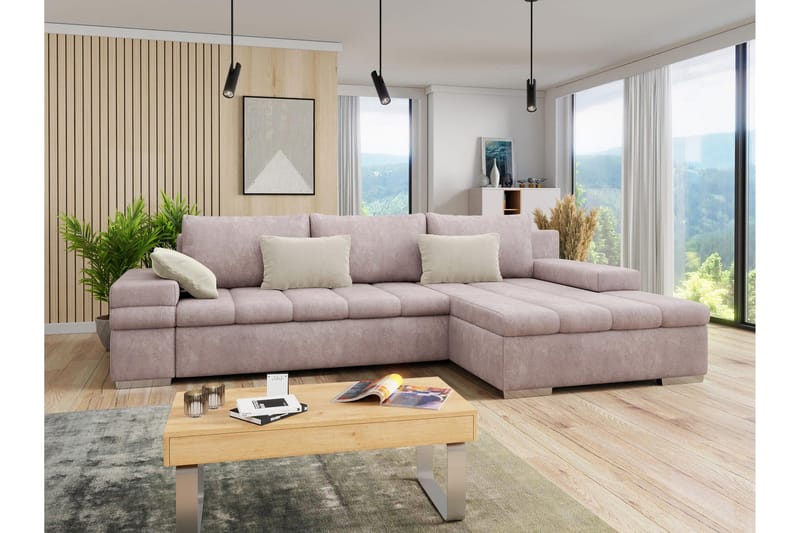 Naoma Sovesofa med Divan 4-sits - Rosa - Møbler - Sofaer - Sovesofaer - Sovesofa divan