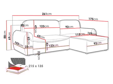 Navrel 3-seters Sovesofa med Sjeselong og Oppbevaring - Blå - Møbler - Sofaer - Sovesofaer - Hjørnesovesofa