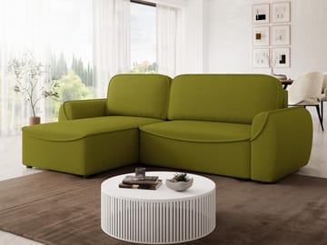 Navrel 3-seters Sovesofa med Sjeselong og Oppbevaring - Oliven - Møbler - Sofaer - Sovesofaer - Hjørnesovesofa