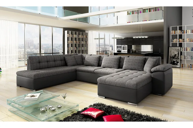 Niko U-sovesofa 350x205x76 cm - Grå - Møbler - Sofaer - Sovesofaer - Langsgående sovesofa