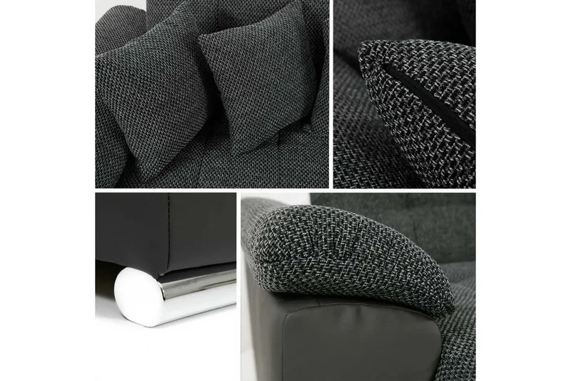 Niko U-sovesofa 350x205x76 cm - Grå - Møbler - Sofaer - Sovesofaer - Langsgående sovesofa