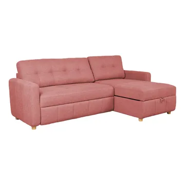 Porsen Vendbar L-formet Hjørnesovesofa 128x198 cm med Oppbevaring i Stoff - Rosa - Møbler - Sofaer - Sovesofaer - Langsgående sovesofa