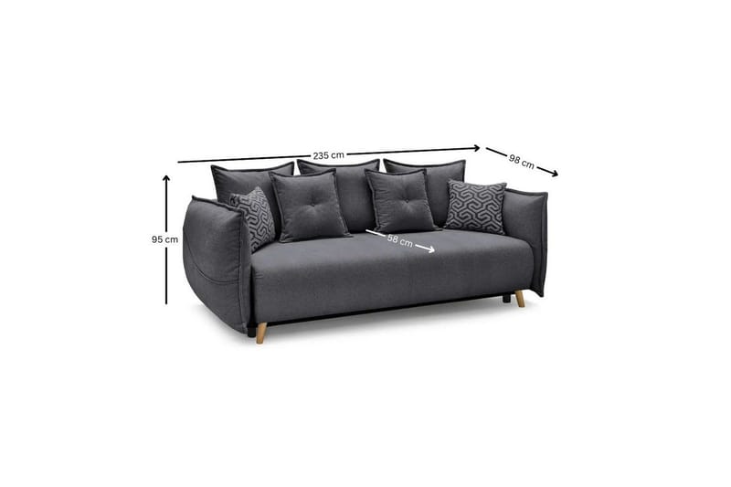 Puffin Sovesofa 3-seter - Antrasitt - Møbler - Sofaer - Sovesofaer - 3 seters sovesofa