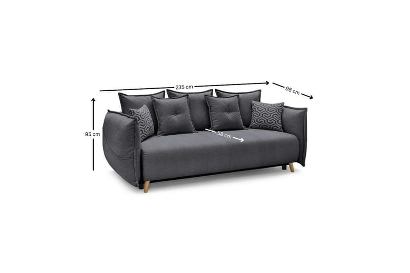 Puffin Sovesofa 3-seter - Antrasitt - Møbler - Sofaer - Sovesofaer - 3 seters sovesofa