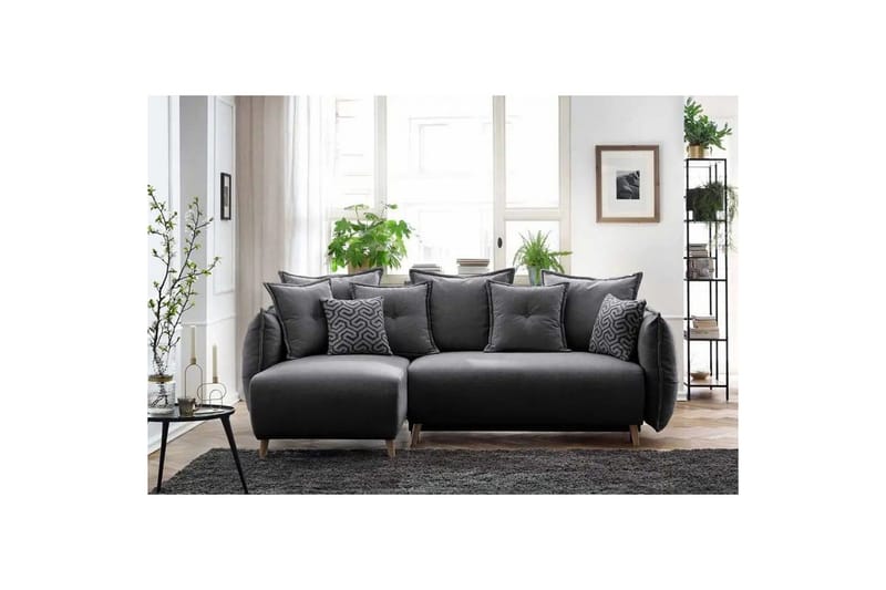 Puffin Sovesofa med divan 3-seter - Antrasitt - Møbler - Sofaer - Sovesofaer - Sovesofa divan