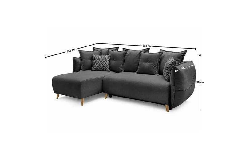 Puffin Sovesofa med divan 3-seter - Antrasitt - Møbler - Sofaer - Sovesofaer - Sovesofa divan