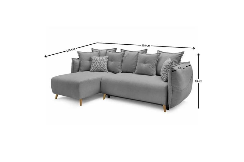 Puffin Sovesofa med divan 3-seter - Grå - Møbler - Sofaer - Sovesofaer - Sovesofa divan