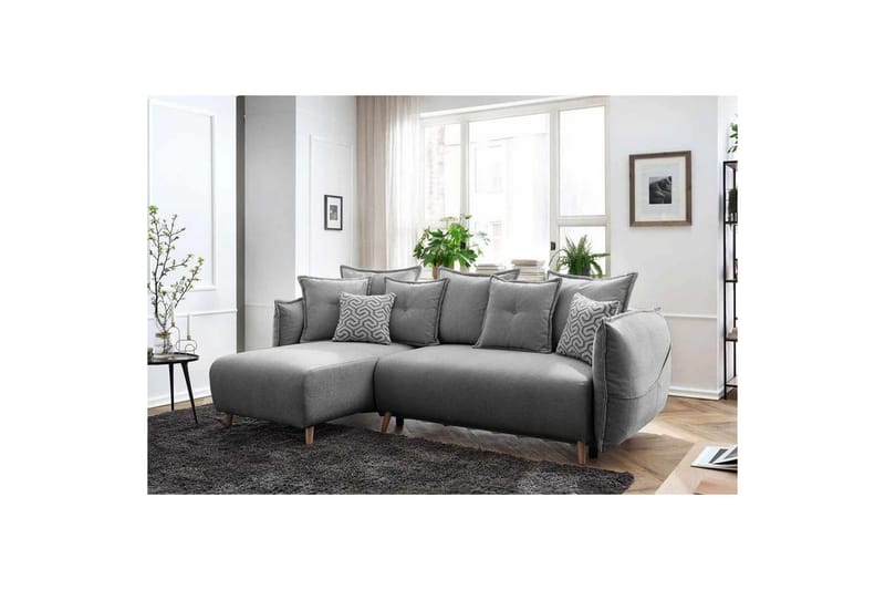 Puffin Sovesofa med divan 3-seter - Grå - Møbler - Sofaer - Sovesofaer - Sovesofa divan