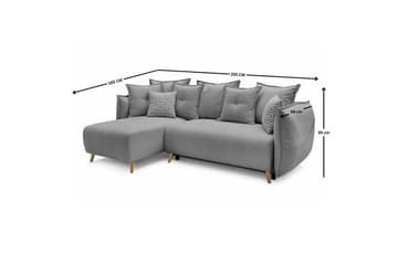 Puffin Sovesofa med divan 3-seter - Grå - Møbler - Sofaer - Sovesofaer - Sovesofa divan