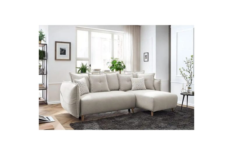 Puffin Sovesofa med divan 3-seter - Kremhvit - Møbler - Sofaer - Sovesofaer - Sovesofa divan
