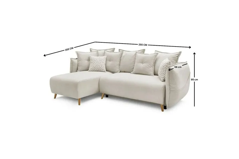 Puffin Sovesofa med divan 3-seter - Kremhvit - Møbler - Sofaer - Sovesofaer - Sovesofa divan