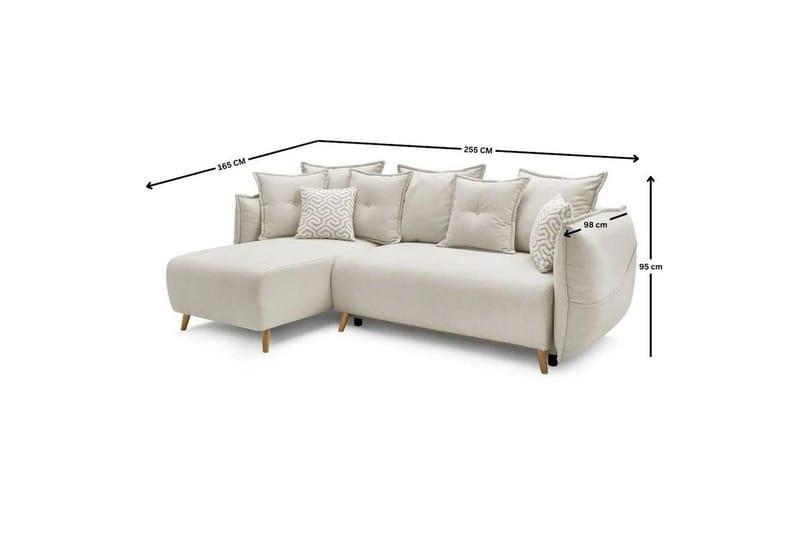 Puffin Sovesofa med divan 3-seter - Kremhvit - Møbler - Sofaer - Sovesofaer - Sovesofa divan