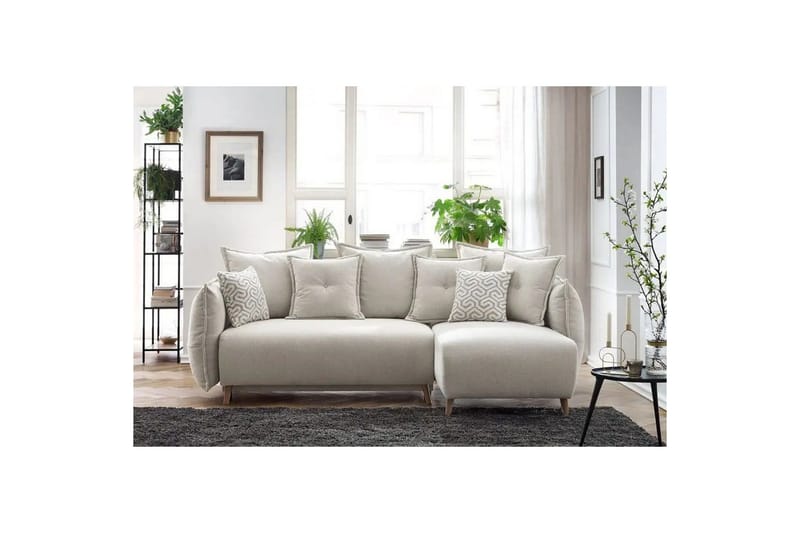 Puffin Sovesofa med divan 3-seter - Kremhvit - Møbler - Sofaer - Sovesofaer - Sovesofa divan