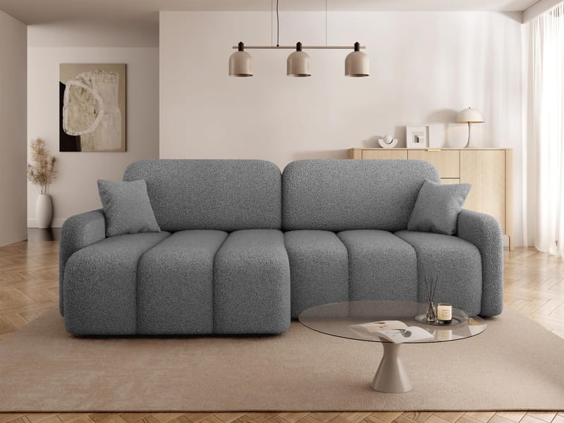 Quarlos 3-seters Sovesofa med Divan Venstre og Oppbevaring - Grå - Møbler - Sofaer - Sovesofaer - Hjørnesovesofa