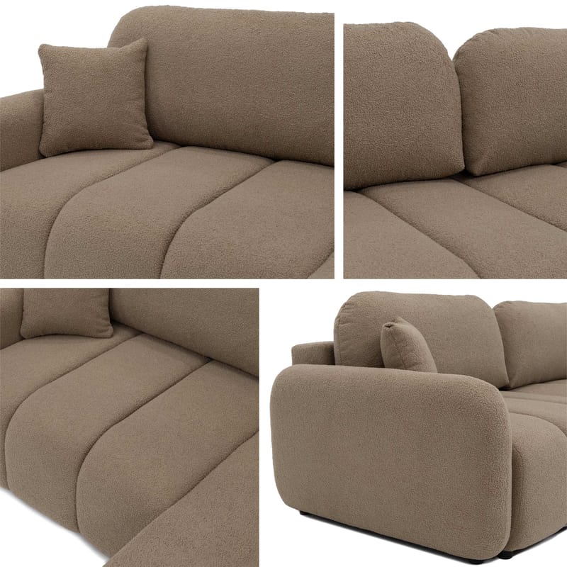 Quarlos 3-seters Sovesofa med Divan Venstre og Oppbevaring - Mørk beige - Møbler - Sofaer - Sovesofaer - Hjørnesovesofa