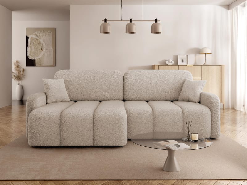 Quarlos 3-seters Sovesofa med Divan Venstre og Oppbevaring - Mørk beige - Møbler - Sofaer - Sovesofaer - Hjørnesovesofa