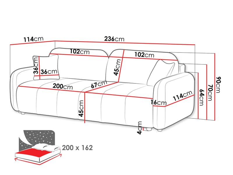 Quarlos 3-seters Sovesofa med Oppbevaring - Brun - Møbler - Sofaer - Sovesofaer - 3 seters sovesofa