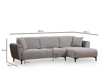 Rebelo Sovesofa med divan - Grå - Møbler - Sofaer - Sovesofaer - Sovesofa divan