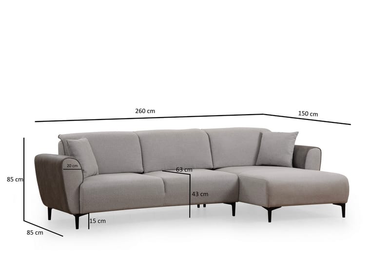 Rebelo Sovesofa med divan - Grå - Møbler - Sofaer - Sovesofaer - Sovesofa divan
