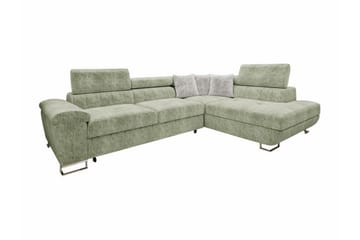 Reginia 4-sits Hörnbäddsoffa Light green - Møbler - Sofaer - Sovesofaer - Langsgående sovesofa