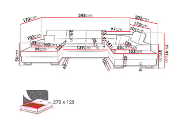 Reginia Sovesofa Med Divan Og Sjeselong 4-Seter - Grønn - Møbler - Sofaer - Sovesofaer - Sovesofa divan