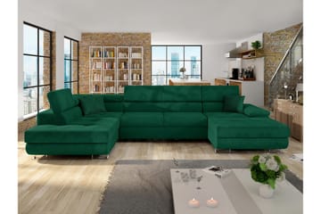 Reginia Sovesofa Med Divan Og Sjeselong 4-Seter - Grønn - Møbler - Sofaer - Sovesofaer - Sovesofa divan