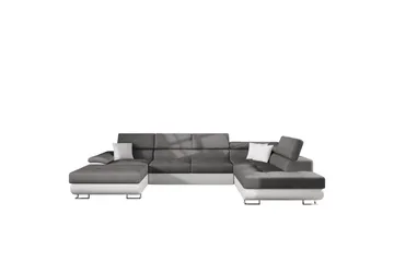 Reginia Sovesofa med Sjeselong og Dobbel Sjeselong 4-seter i Kunstlær - Hvit / Grå - Møbler - Sofaer - Sovesofaer - Sovesofa divan