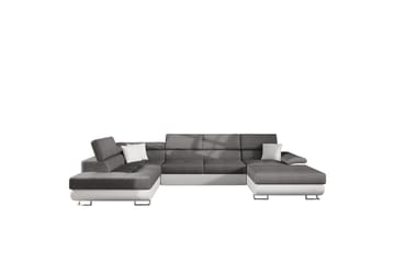 Reginia Sovesofa med Sjeselong og Dobbel Sjeselong 4-seter i Kunstlær - Hvit / Grå - Møbler - Sofaer - Sovesofaer - Sovesofa divan